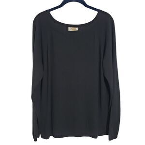 Vintage Talbots Sweater Womens XL Black Italian Yarn Round Neck Classic Chic 90s